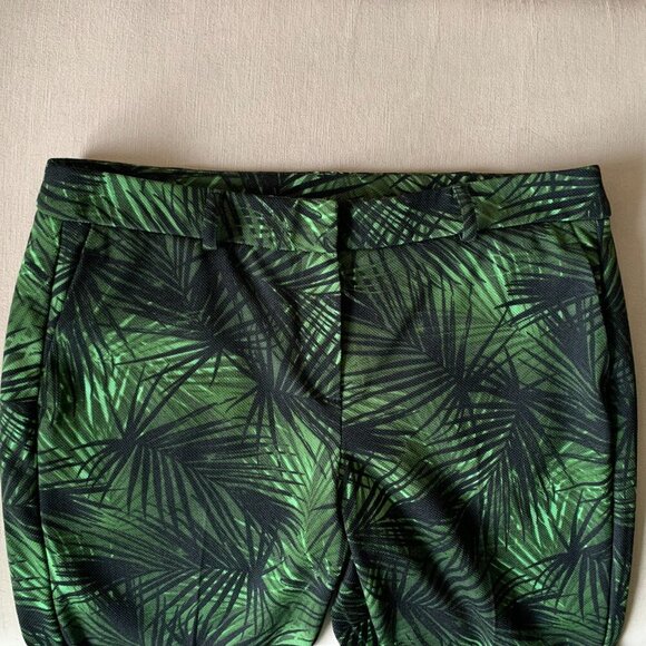 Dorothy Perkins Green Black Leaf Print Slim Trouser Dress Pants Resort Corpcore - Picture 5 of 16